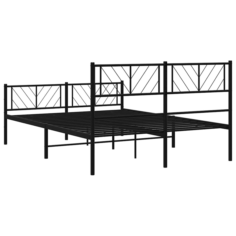 vidaXL Powder-Coated Steel King Bed Frame in Black