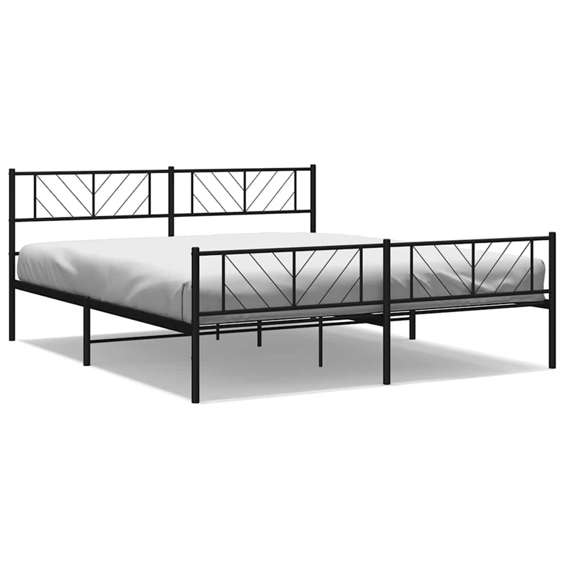 vidaXL 72 x 84 Powder-Coated Metal Bed Frame in Black
