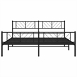 vidaXL 72 x 84 Powder-Coated Metal Bed Frame in Black