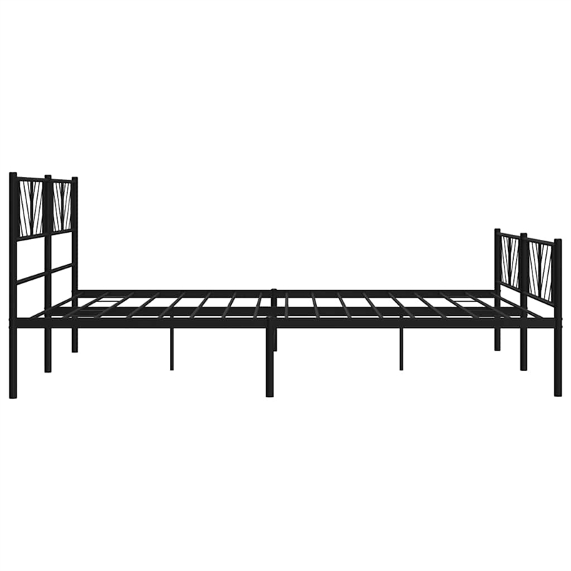 vidaXL 72 x 84 Powder-Coated Metal Bed Frame in Black