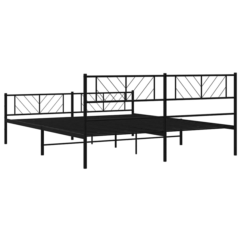 vidaXL 72 x 84 Powder-Coated Metal Bed Frame in Black