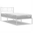 vidaXL Rectangular Steel Single Metal Bed Frame in White