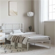 vidaXL Rectangular Steel Single Metal Bed Frame in White