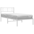 vidaXL Rectangular Steel Single Metal Bed Frame in White