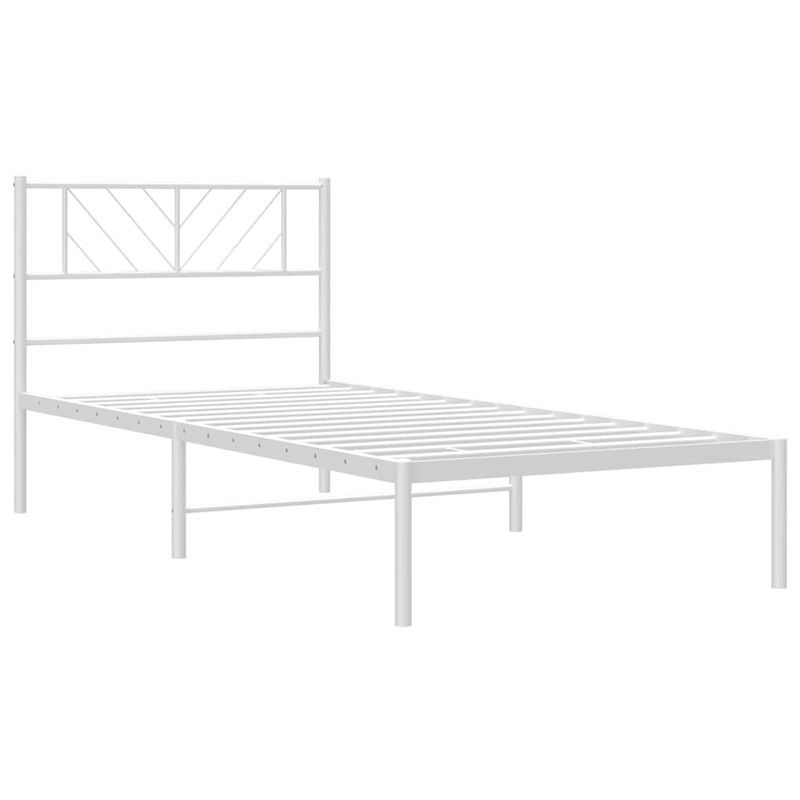 vidaXL Rectangular Steel Single Metal Bed Frame in White