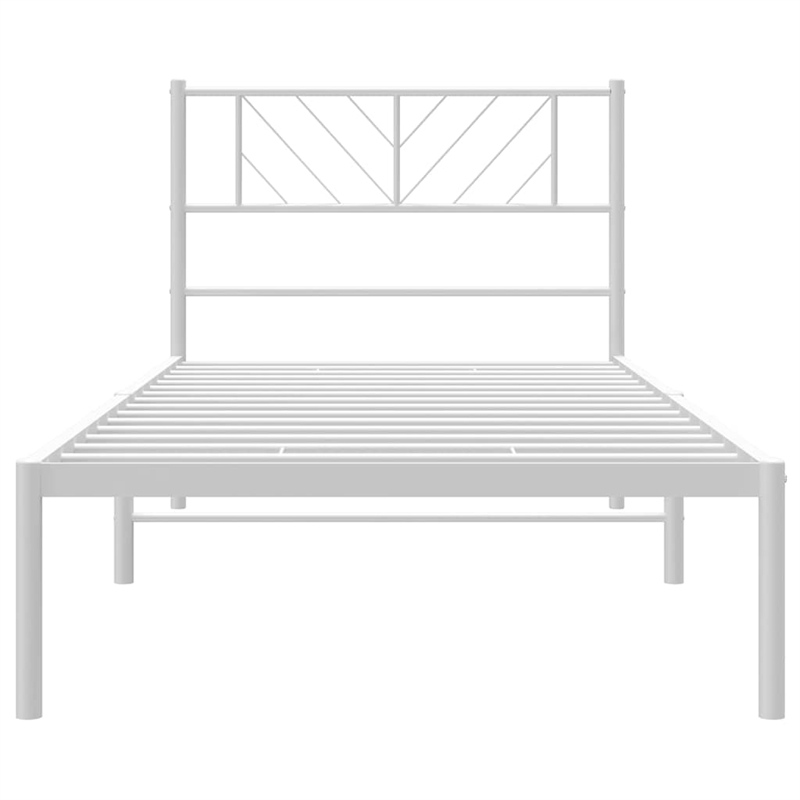 vidaXL Rectangular Steel Single Metal Bed Frame in White