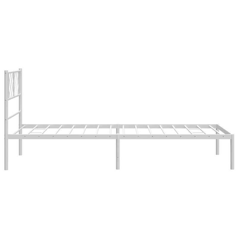 vidaXL Rectangular Steel Single Metal Bed Frame in White