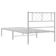 vidaXL Rectangular Steel Single Metal Bed Frame in White