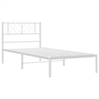 vidaXL Rectangular Powder-Coated Steel Twin Bed Frame in White