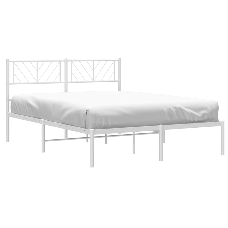 vidaXL Rectangular Full/Double Metal Bed Frame in White