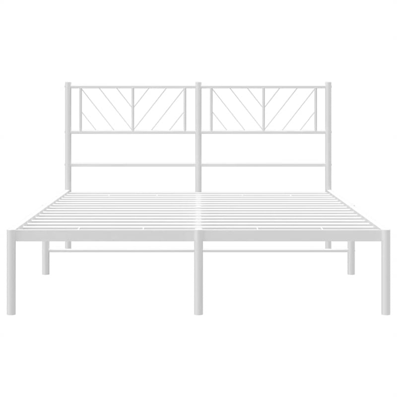 vidaXL Rectangular Full/Double Metal Bed Frame in White