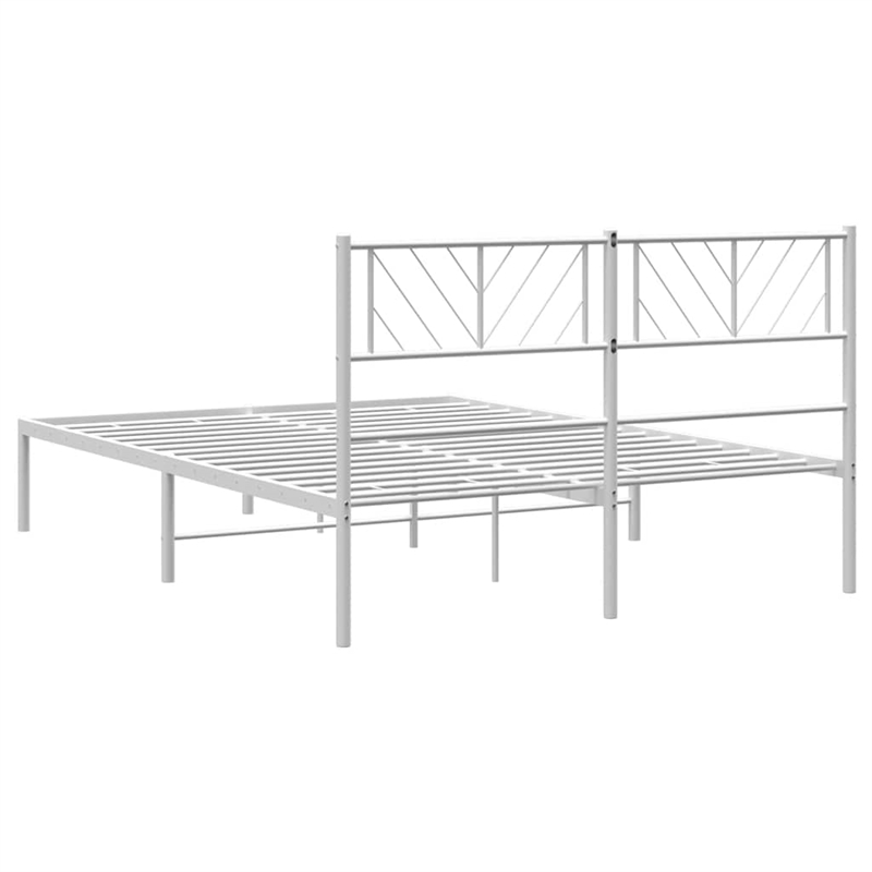 vidaXL Rectangular Full/Double Metal Bed Frame in White