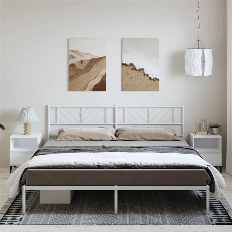 vidaXL 72 x 84 Steel Bed Frame in White