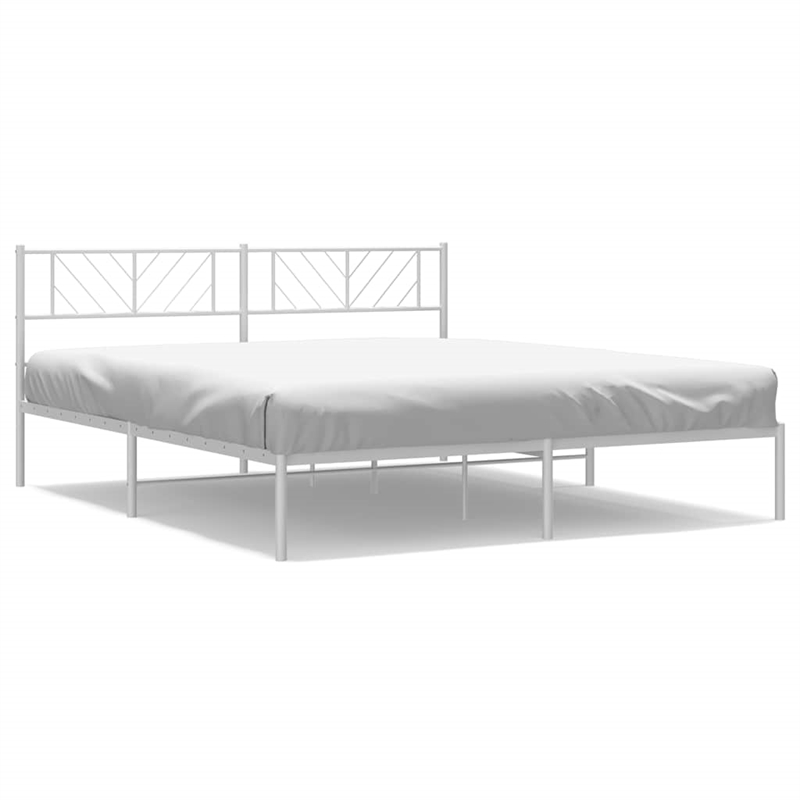 vidaXL Powder-Coated Steel King/Double Bed Frame in White