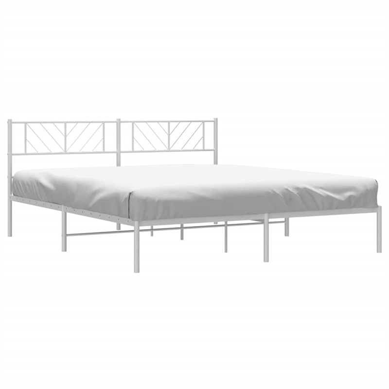 vidaXL Powder-Coated Steel King/Double Bed Frame in White