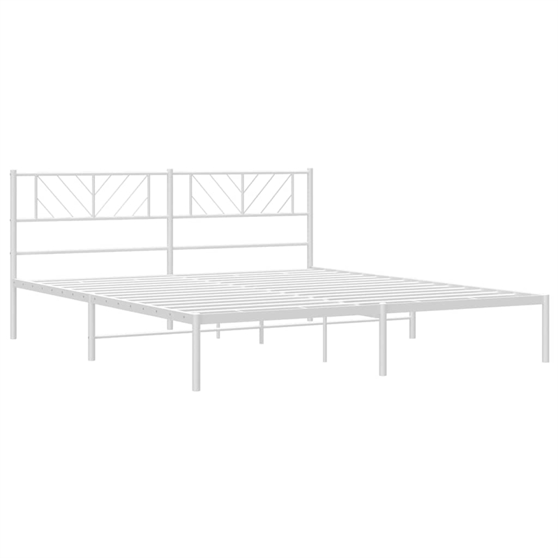 vidaXL Powder-Coated Steel King/Double Bed Frame in White