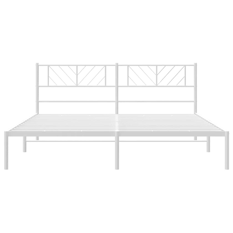 vidaXL Powder-Coated Steel King/Double Bed Frame in White