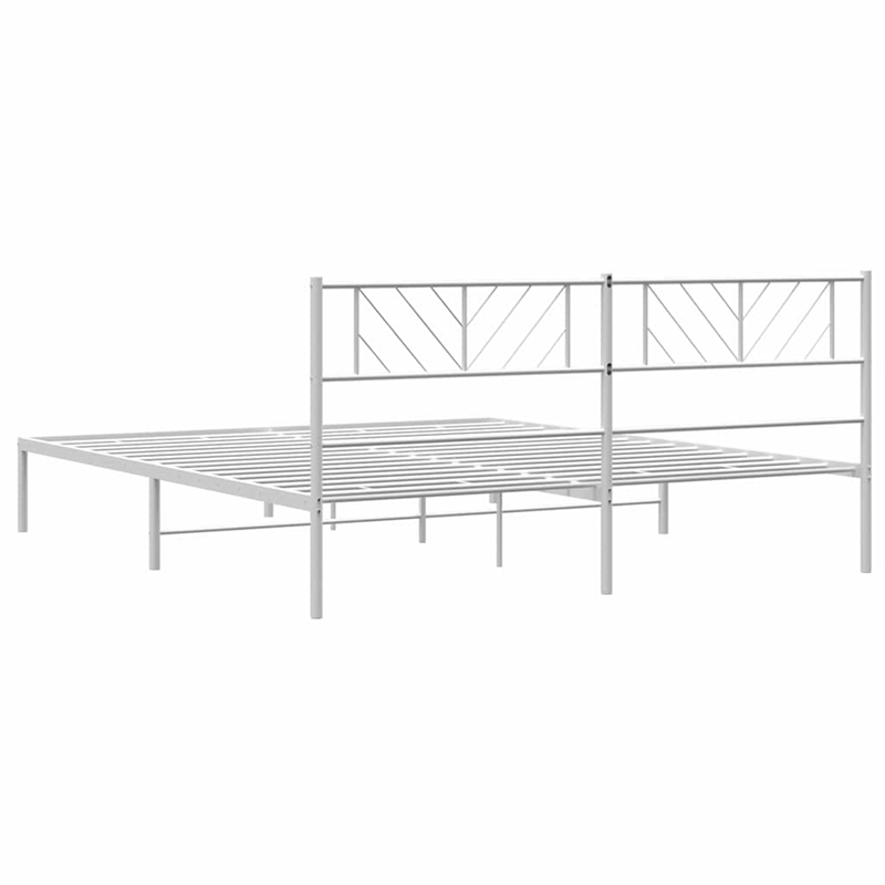 vidaXL Powder-Coated Steel King/Double Bed Frame in White