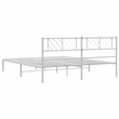 vidaXL Powder-Coated Steel King/Double Bed Frame in White