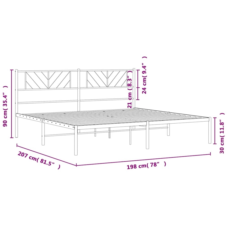 vidaXL Powder-Coated Steel King/Double Bed Frame in White