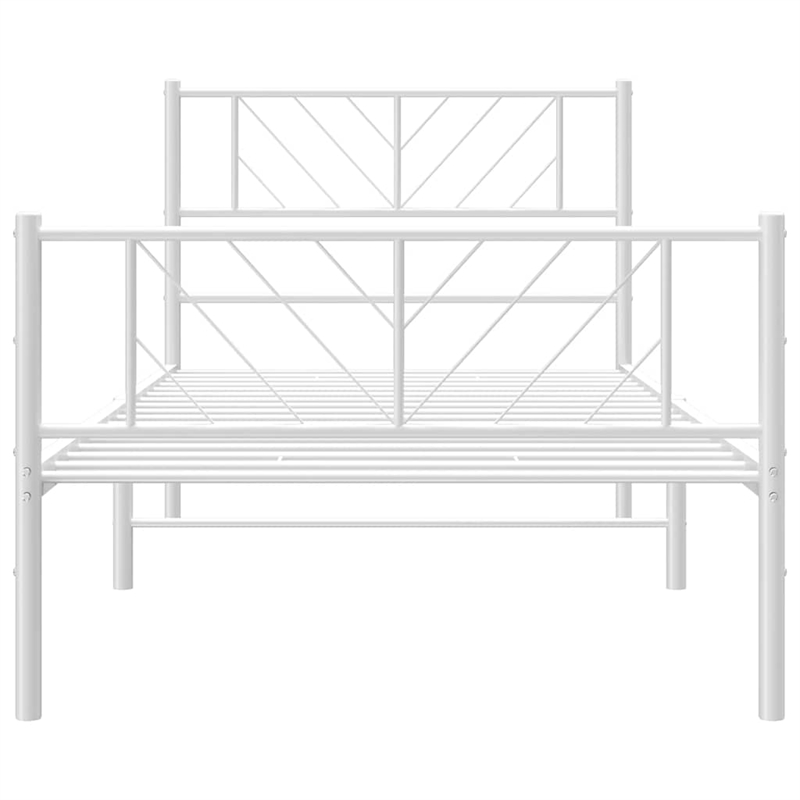 vidaXL Rectangular Modern Steel Twin Bed Frame Bed Frame in White