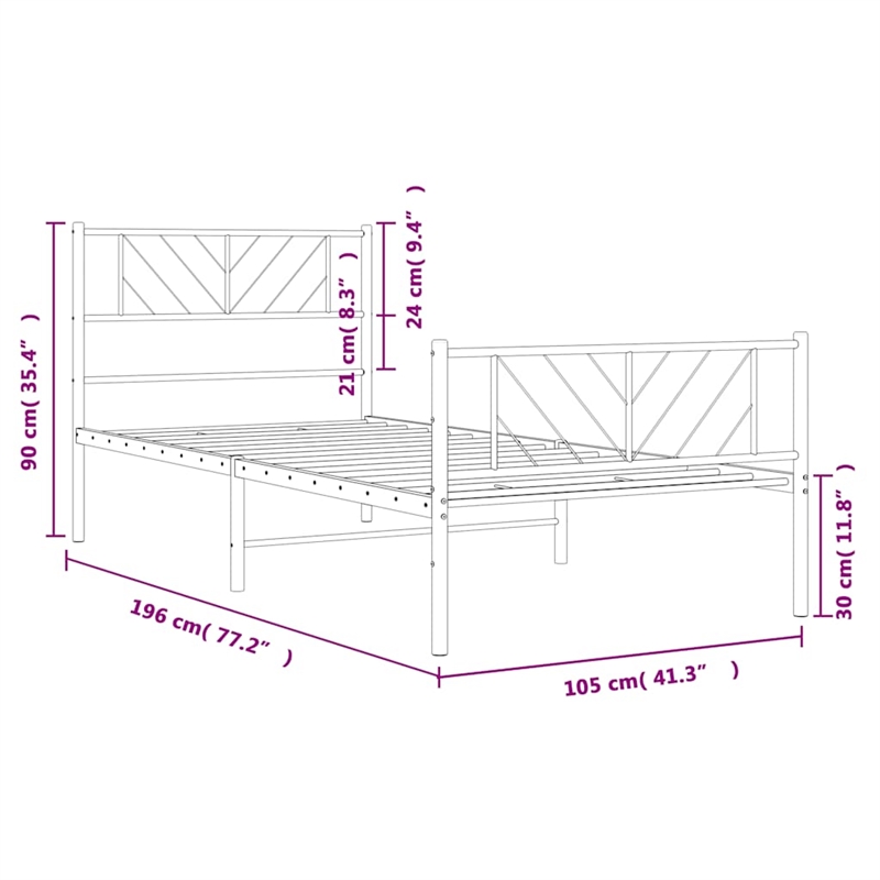 vidaXL Rectangular Modern Steel Twin Bed Frame Bed Frame in White