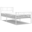 vidaXL Powder-Coated Steel Single Metal Bed Frame in White