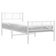 vidaXL Powder-Coated Steel Single Metal Bed Frame in White