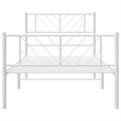 vidaXL Powder-Coated Steel Single Metal Bed Frame in White