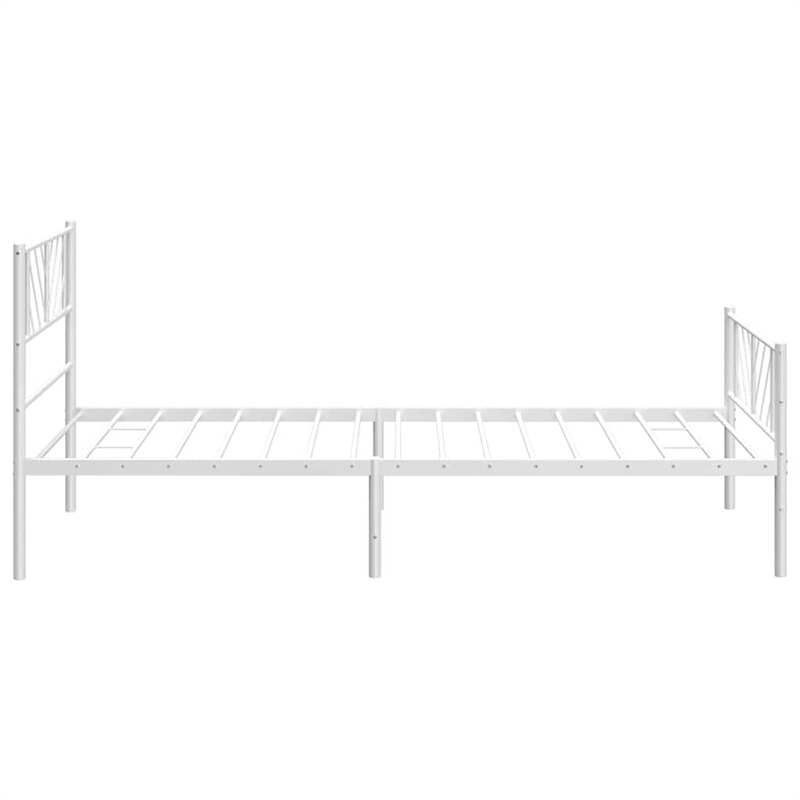 vidaXL Powder-Coated Steel Single Metal Bed Frame in White