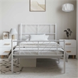 vidaXL Powder-Coated Steel Single Metal Bed Frame in White