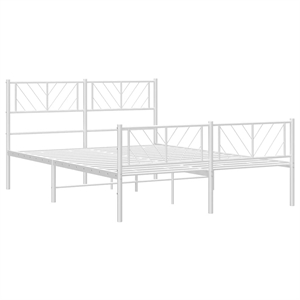 vidaXL Metal 53.1 x 74.8 Powder-Coated Steel Bed Frame in White