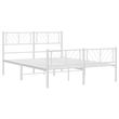 vidaXL Metal 53.1 x 74.8 Powder-Coated Steel Bed Frame in White