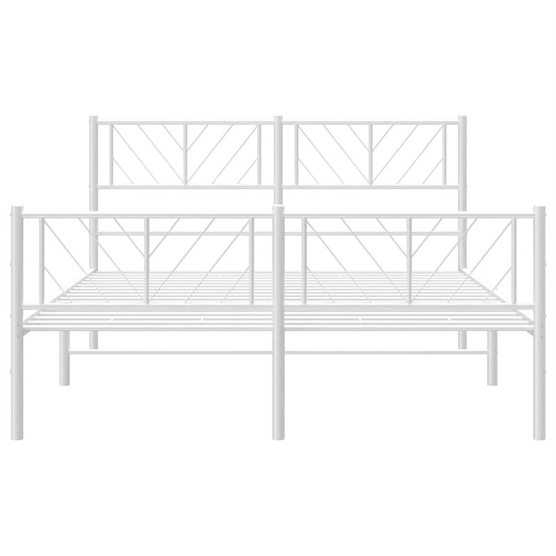 vidaXL Metal 53.1 x 74.8 Powder-Coated Steel Bed Frame in White