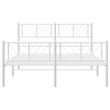 vidaXL Metal 53.1 x 74.8 Powder-Coated Steel Bed Frame in White