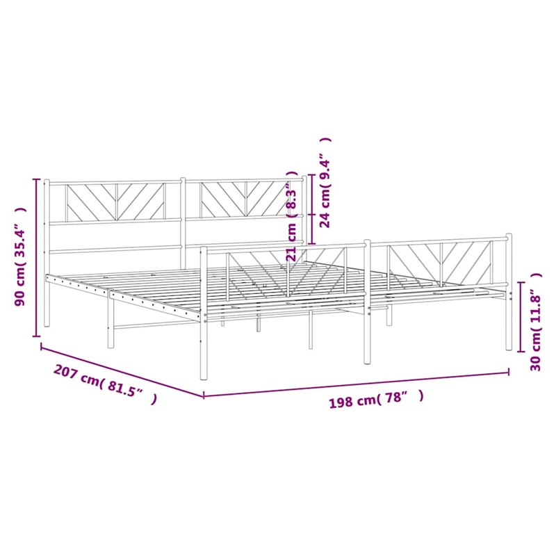 vidaXL Metal 76 x 80 Powder-Coated Steel Bed Frame in White