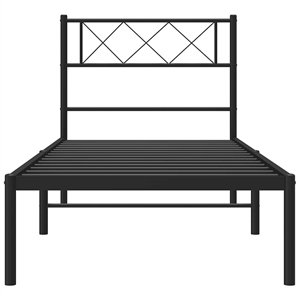 vidaXL Powder-Coated Steel Single Metal Bed Frame in Black