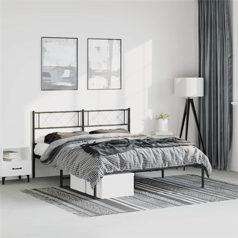 vidaXL 53 x 74.8 Metal Bed Frame in Black