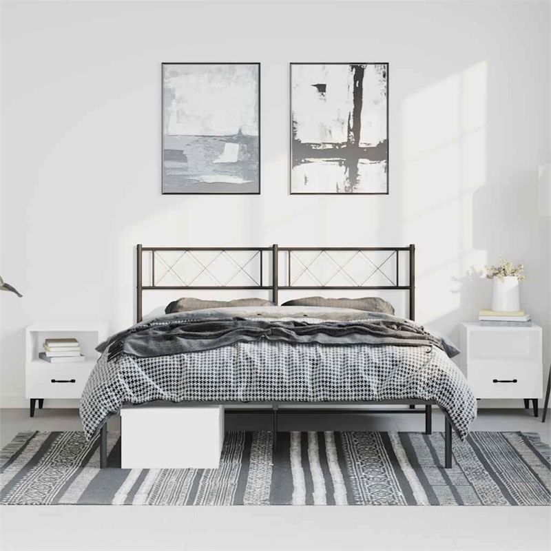 vidaXL Engineered Wood King Bed Frame in Black