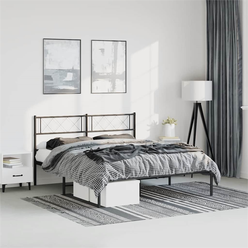vidaXL Engineered Wood King Bed Frame in Black