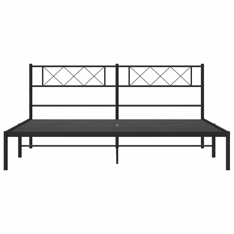 vidaXL Rectangular Powder-Coated Steel Full Bed Frame in Black