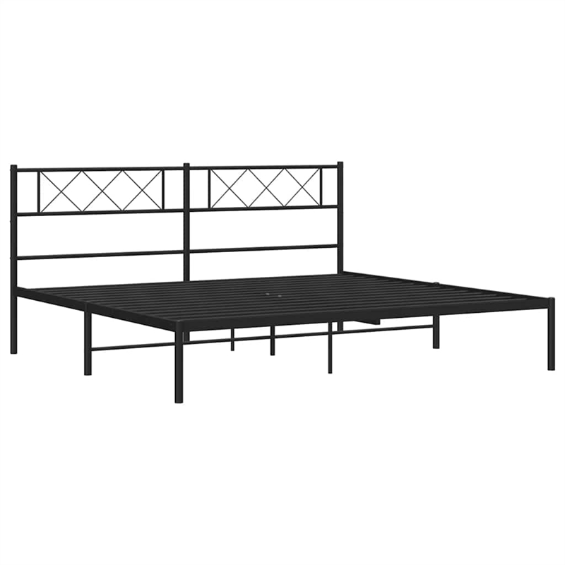 vidaXL Rectangular Powder-Coated Steel Full Bed Frame in Black