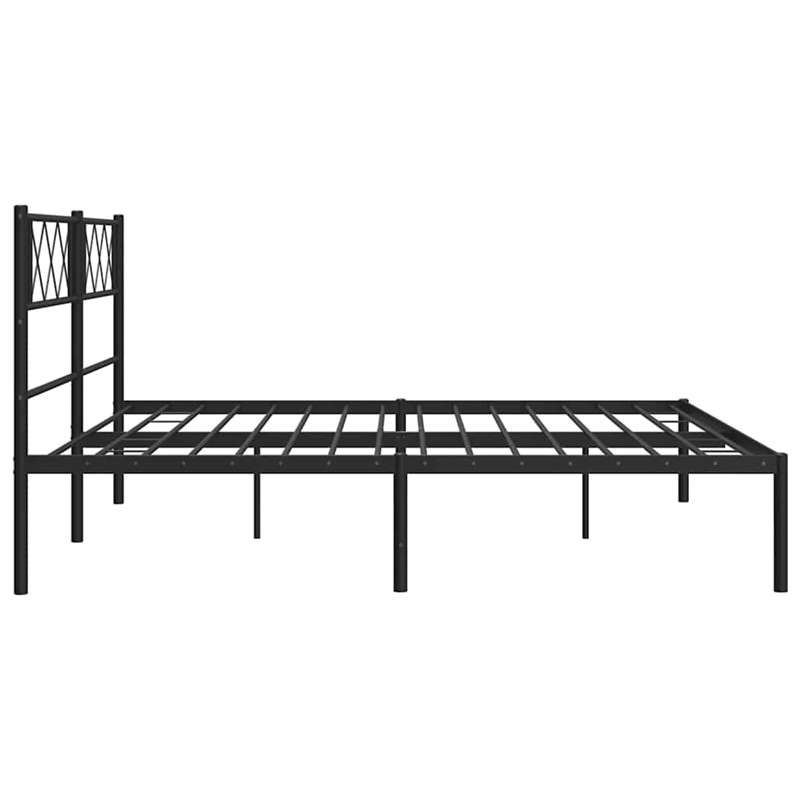 vidaXL Rectangular Powder-Coated Steel Full Bed Frame in Black