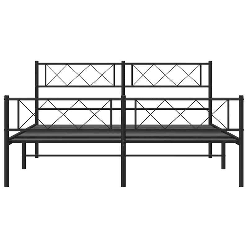 vidaXL Powder-Coated Steel Full/Double Bed Frame in Black