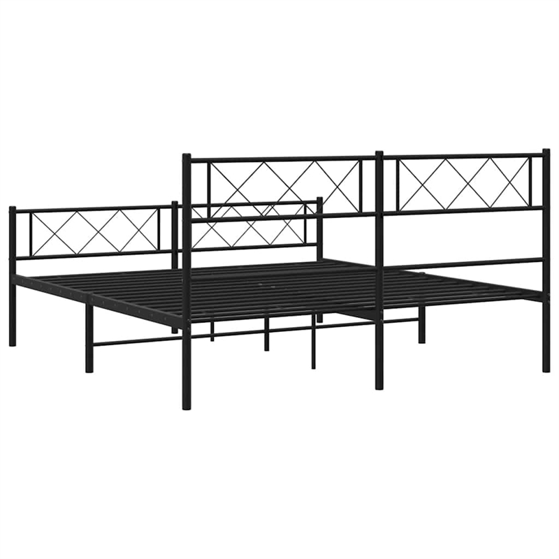 vidaXL Powder-Coated Steel Full/Double Bed Frame in Black