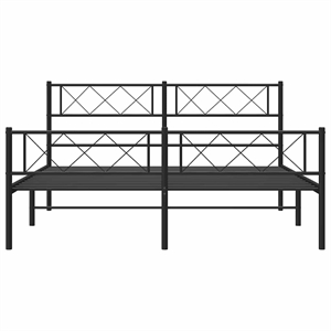vidaXL Powder-Coated Steel King Bed Frame in Black