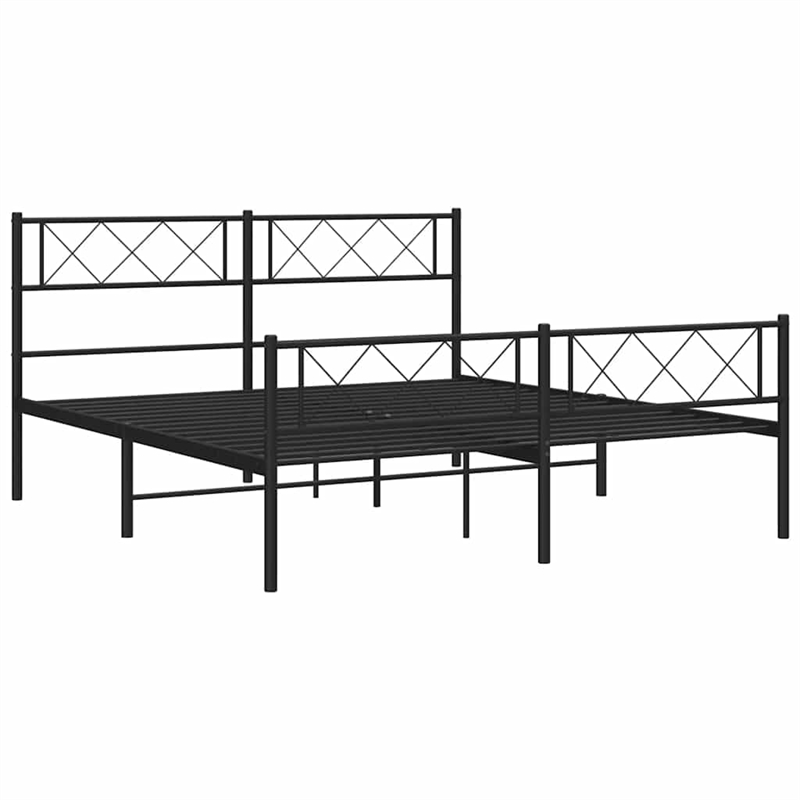 vidaXL Powder-Coated Steel King Bed Frame in Black
