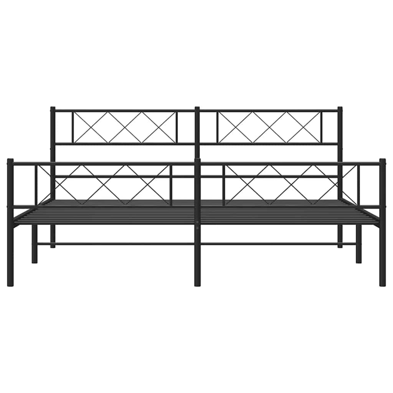 vidaXL 76 X 80 Black Powder-Coated Stee Bed Frame in Black