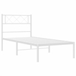 vidaXL Powder-Coated Steel Single Metal Bed Frame in White