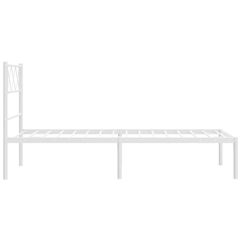 vidaXL Powder-Coated Steel Single Metal Bed Frame in White